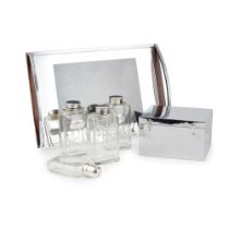 ASSEMBLED ART DECO STYLE DECANTER SET ON TRAY EARLY TO MID-20TH CENTURY