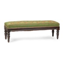 WILLIAM IV NEEDLEWORK FIRESIDE BENCH EARLY 19TH CENTURY