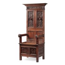 FRENCH RENAISSANCE STYLE CARVED OAK ARMCHAIR 19TH CENTURY