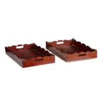 PAIR OF GEORGE III MAHOGANY TRAYS 18TH CENTURY