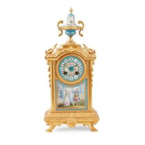 FRENCH GILT BRONZE AND PORCELAIN MANTEL CLOCK LATE 19TH CENTURY