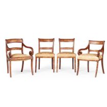 FOUR DUTCH WALNUT AND MARQUETRY CHAIRS 19TH CENTURY