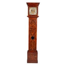 QUEEN ANNE WALNUT AND MARQUETRY LONGCASE CLOCK EARLY 18TH CENTURY