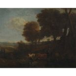 LATER FOLLOWER OF BERCHEM A PASTORAL LANDSCAPE WITH CATTLE FORDING A STREAM