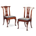 PAIR OF IRISH GEORGE III MAHOGANY SIDE CHAIRS 18TH CENTURY