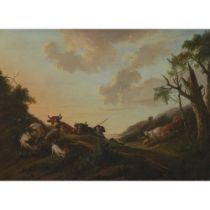 FRANCISCUS XAVERY (DUTCH 1740-1773) A WOODED LANDSCAPE WITH DROVERS