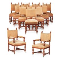 SET OF TWELVE CARVED OAK DINING CHAIRS LATE 19TH CENTURY