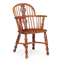 YEW AND ELM WINDSOR ARMCHAIR EARLY 19TH CENTURY