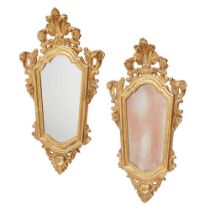 PAIR OF GEORGE II STYLE GILTWOOD MIRRORS 19TH CENTURY
