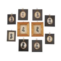 GROUP OF TEN PORTRAIT SILHOUETTES OF THE HENRYSON FAMILY EARLY 19TH CENTURY