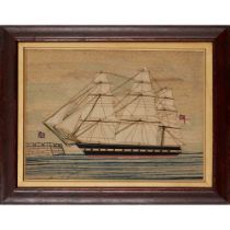 VICTORIAN SAILOR WOOLWORK 'WOOLIE' PICTURE 19TH CENTURY