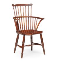 ASH AND ELM COMB-BACK WINDSOR ARMCHAIR EARLY 19TH CENTURY