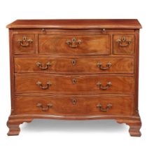 GEORGE III MAHOGANY SERPENTINE SECRETAIRE CHEST OF DRAWERS MID 18TH CENTURY