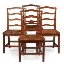 SET OF FOUR PROVINCIAL OAK LADDERBACK CHAIRS MID 19TH CENTURY