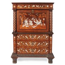 Y NORTH ITALIAN WALNUT, IVORY AND MARQUETRY ESCRITOIRE 19TH CENTURY