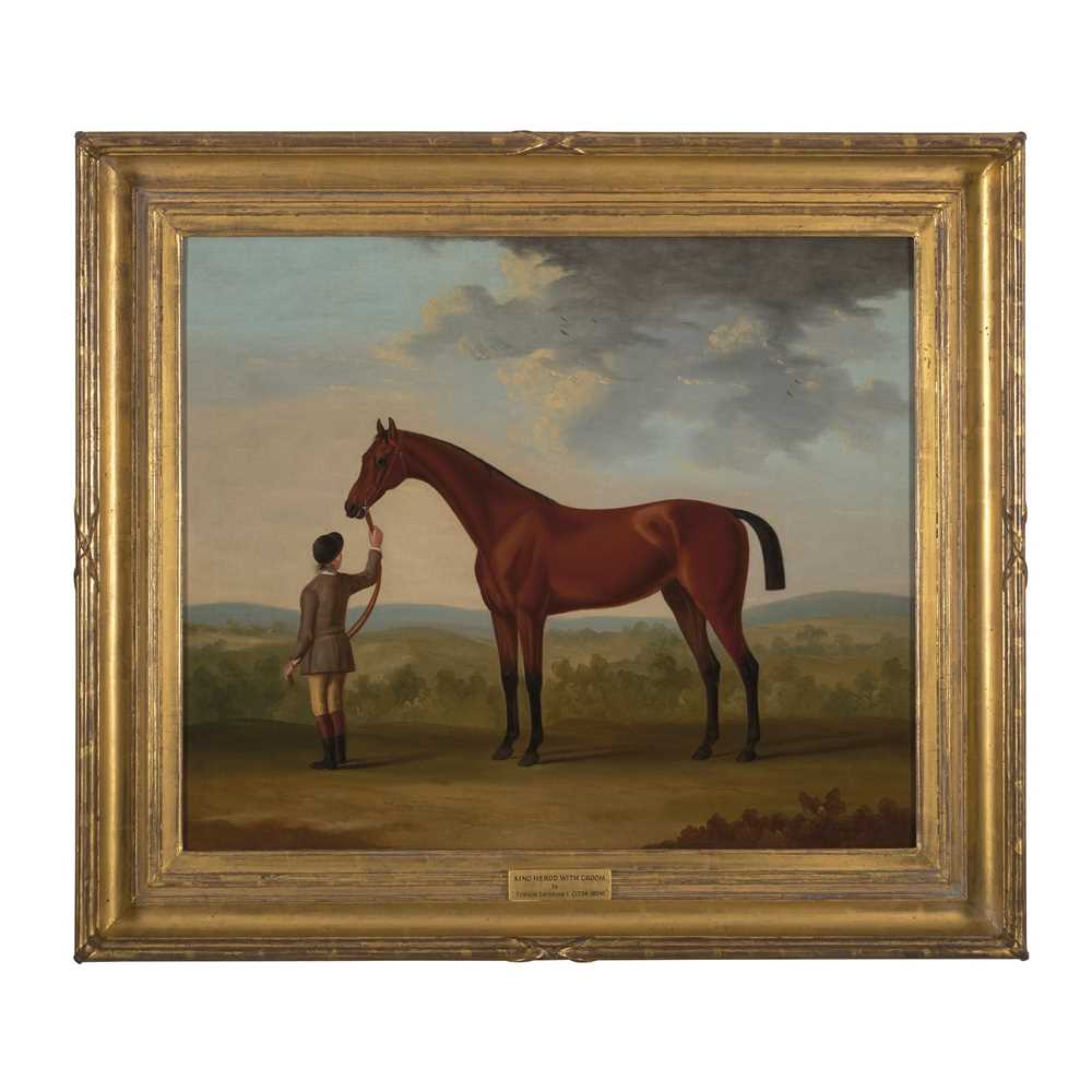 FRANCIS SARTORIUS (BRITISH 1734-1804) STUDY OF A RACE HORSE WITH ATTENDANT GROOM - Image 2 of 3