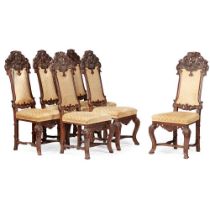 SET OF SIX FRENCH LOUIS XIII STYLE OAK SIDE CHAIRS 19TH CENTURY