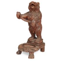 BLACK FOREST CARVED BEAR STICK STAND LATE 19TH CENTURY