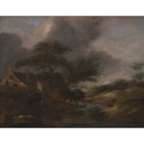 ATTRIBUTED TO KLAES MOLENAER A WOODED RIVER LANDSCAPE WITH COTTAGES