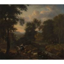 LATER FOLLOWER OF DU JARDIN AN ITALIANATE LANDSCAPE WITH DROVERS