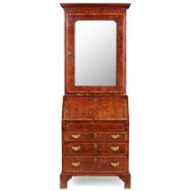 GEORGE II YEW AND WALNUT BUREAU CABINET EARLY 18TH CENTURY