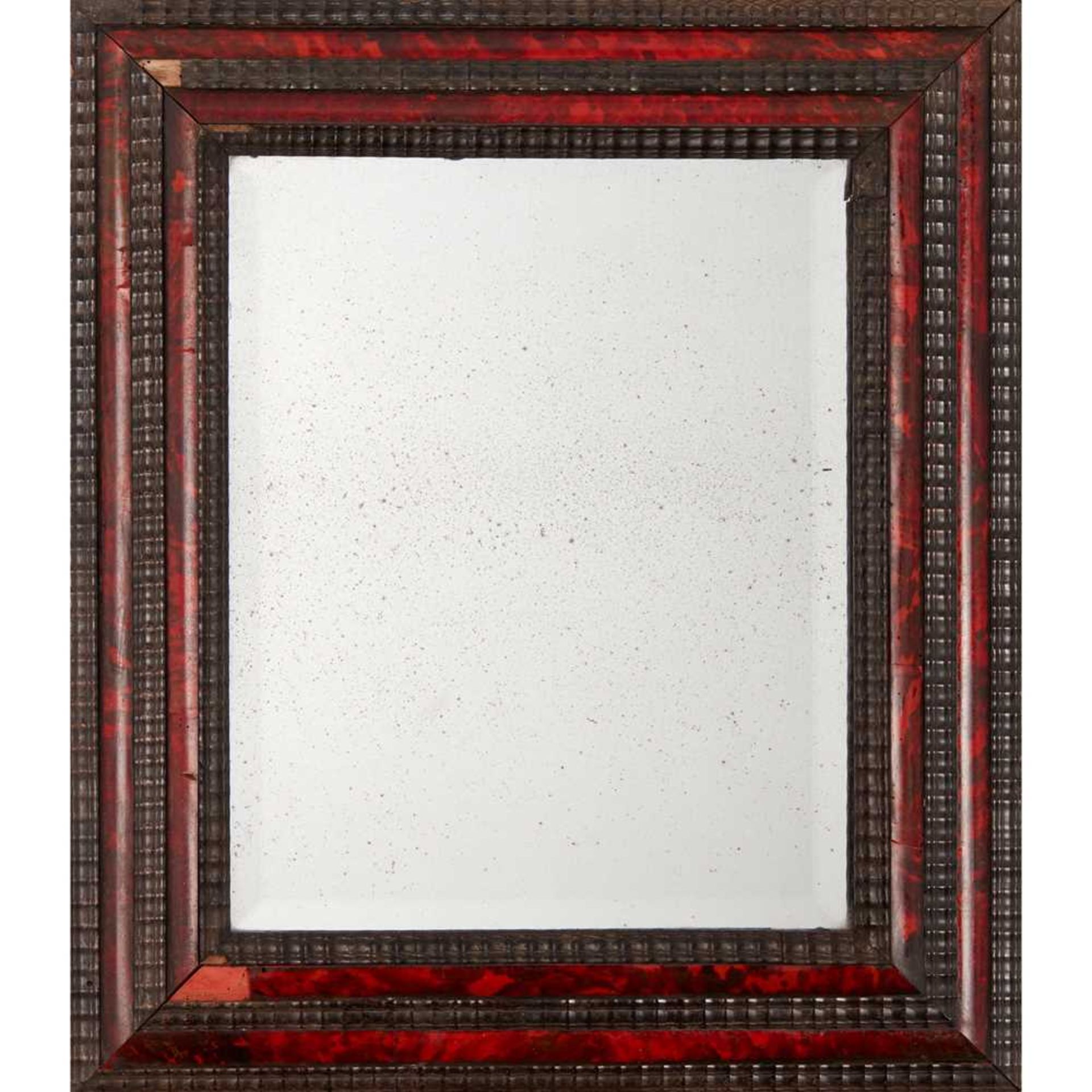 Y FLEMISH RED TORTOISESHELL AND EBONY MIRROR LATE 17TH CENTURY