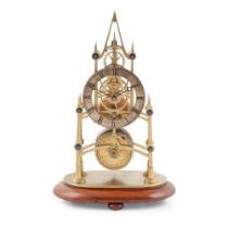 VICTORIAN BRASS SKELETON CLOCK, MUSTON & GATH, BRISTOL 19TH CENTURY