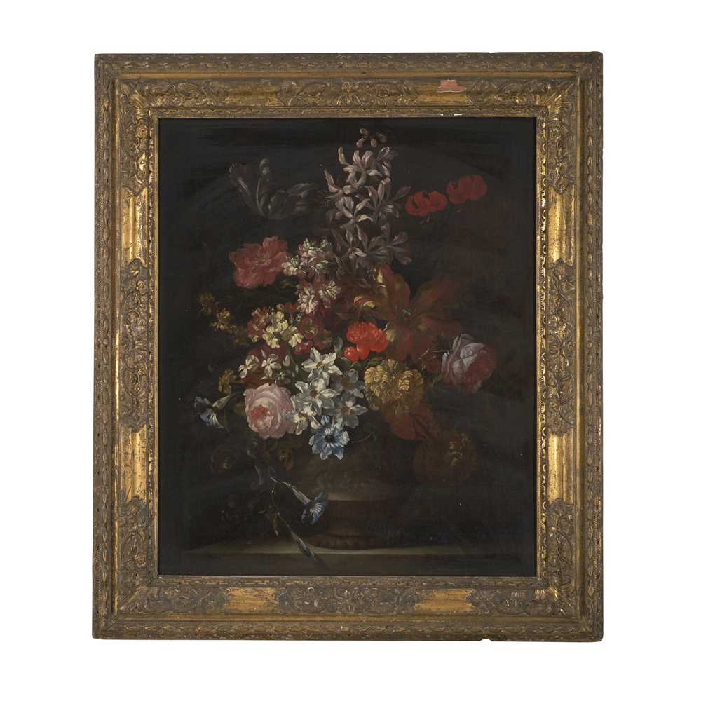 CIRCLE OF JEAN BAPTISTE MONNOYER STILL LIFE OF FLOWERS IN A BRONZE URN - Image 2 of 3