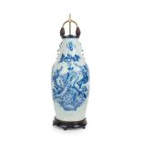 LARGE CHINESE BLUE AND WHITE PORCELAIN VASE LAMP 19TH CENTURY