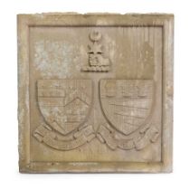 TWO ARCHITECTURAL CARVED STONE ELEMENTS FROM CASSENCARIE HOUSE LATE 19TH CENTURY/ EARLY 20TH CENTUR