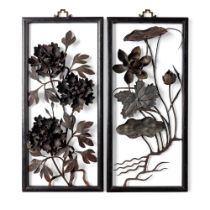 PAIR OF 'FLORAL' IRON PAINTINGS QING DYNASTY, 18TH-19TH CENTURY