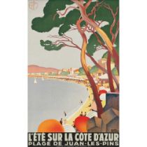 Roger Broders (1883-1953) L'Ete sur la Cote D'Azur, Plage de Juan-les-Pins
