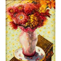 § Anthony Green R.A. (British 1939-2023) Vase of Flowers with Orange Gerbera, 2013