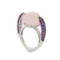 A rose-quartz and amethyst cocktail ring