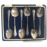WITHDRAWN A boxed lot of six coffee spoons