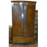 A large Victorian mahogany double Hepplewhite style knockdown wardrobe, 1890. 208cm x 110cm x 56cm.