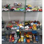 Various Diecast cars, commercial and industrial vehicles, varied condition.