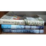 Three books: Birds of the World, World Architecture, and Art Treasures of the World.