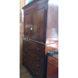 Linen press above a Secretaire chest. late 18th century.