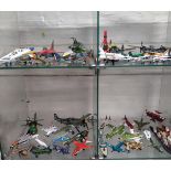 Diecast aircraft and ships by various manufacturers including Dinky and Corgi.