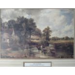 Print of "The Haywain" by John Constable. Mount and framed. Print 16cm x 25cm.