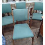 Four Green Upholstered Dining Chairs. Circa 1960