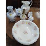 A Viennese bottle vase 24cm, Expressions Windermere teapot with jug and sugar bowl, ironstone jug