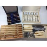 Four boxes of mixed cutlery
