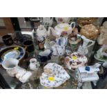 A Sadler teapot, a Portmerion teapot, Coalport circular lidded box, other ceramics by Chokin,