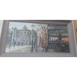 An oil on canvas Parisienne cafe scene, signed lower left. C1970.