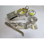 A collection of silver including an 18th century cream jug, a large matchbox holder, a ladies