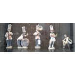 Four Lladro Music Band figures 24cm to 26cm and a seated ballerina (5)