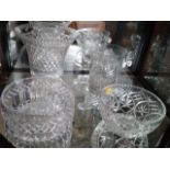 Cut glass bowls and vases. 20th century.