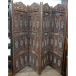 Islamic Wooden folding screen. 20th century. 186cm high, each panel is 50cm wide
